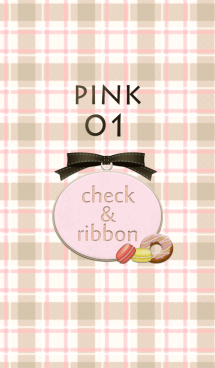 チェック＆リボン / ピンク 01 画像(1)