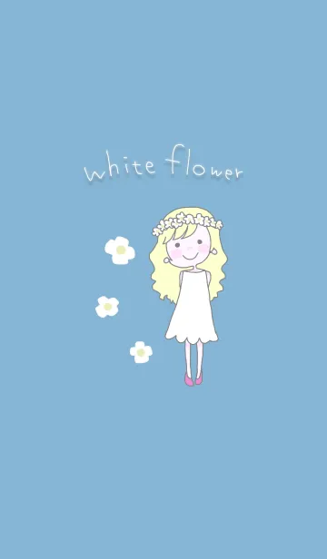 [LINE着せ替え] 白いお花と女の子の画像1