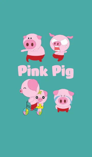Pink Pig wearing a red pantsの着せ替えメイン画像