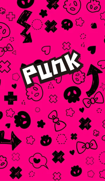 [LINE着せ替え] パンク～ピンク×黒の画像1