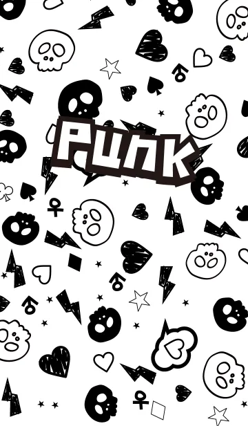 [LINE着せ替え] パンク～白×黒の画像1