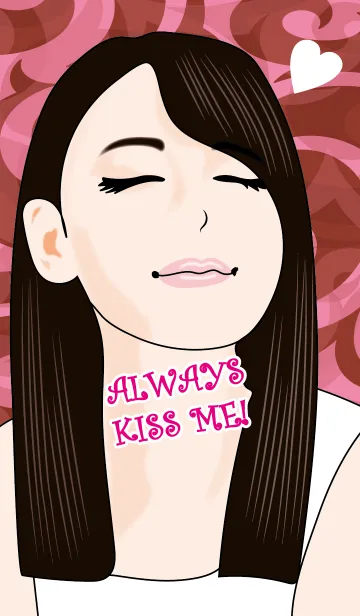 [LINE着せ替え] 黒髪ロングのキス祭りの画像1