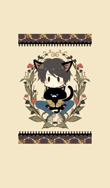 [LINE着せ替え] 男の子＋黒猫（小）の画像1
