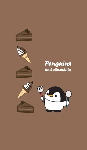[LINE着せ替え] ペンギンと、チョコレートの画像1