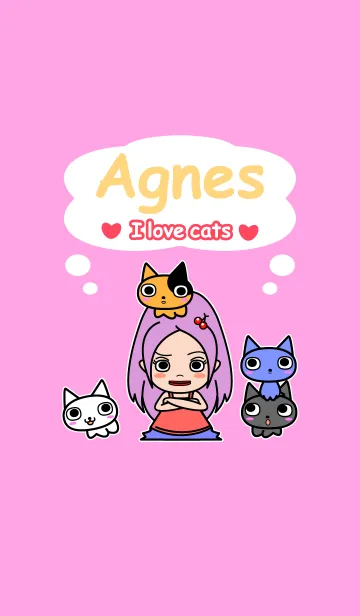 [LINE着せ替え] アグネスちゃん - I love cats -の画像1