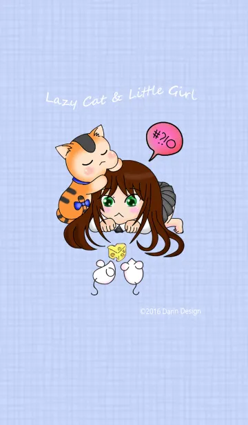 [LINE着せ替え] Lazy cat ＆ little girlの画像1