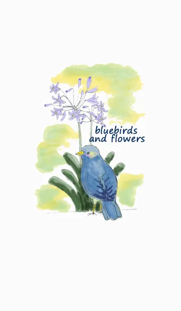 青い鳥と花のLINE着せ替え