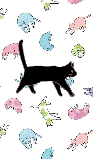 [LINE着せ替え] カラフル猫いっぱいの画像1
