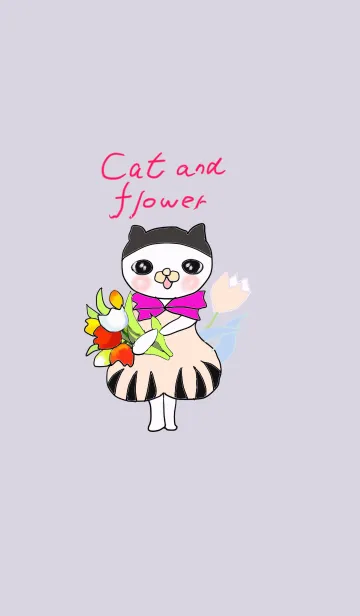 [LINE着せ替え] ねこと花のテーマ 2の画像1