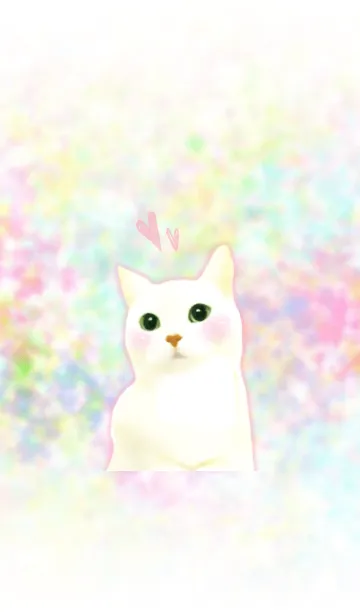[LINE着せ替え] パステルカラーと白猫ちゃんの画像1