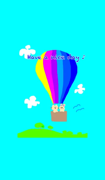 [LINE着せ替え] 虹色バルーンとうさねこの画像1