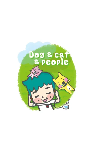 [LINE着せ替え] Dog and cat and peopleの画像1