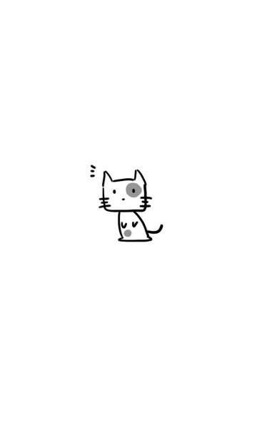 [LINE着せ替え] キューブの顔猫の純粋な白のテーマの画像1