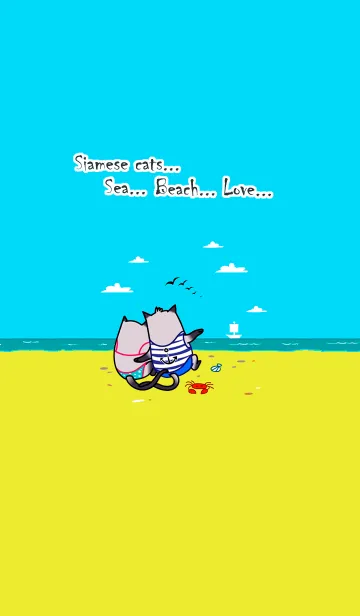 [LINE着せ替え] 猫...海...ビーチ...愛...の画像1