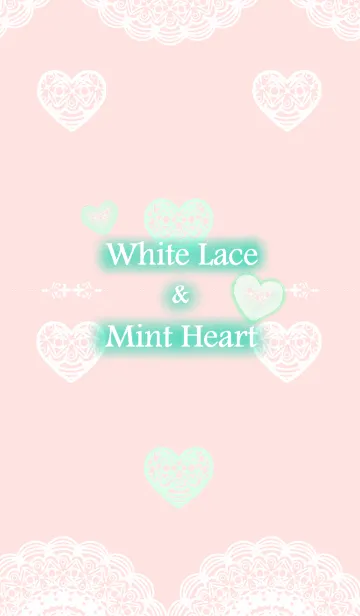 [LINE着せ替え] White Lace ＆ Mint Heart ＆ Pinkの画像1