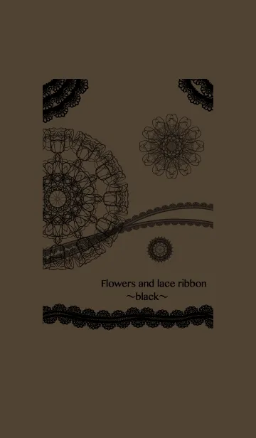 [LINE着せ替え] お花とリボンレース-ブラック-の画像1