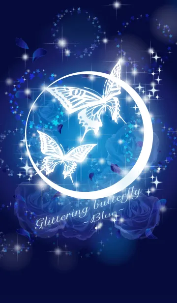 [LINE着せ替え] Glittering butterfly Blueの画像1