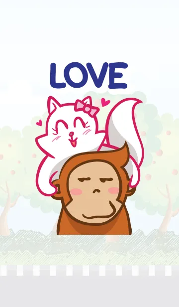 [LINE着せ替え] Cat ＆ Monkey in Loveの画像1