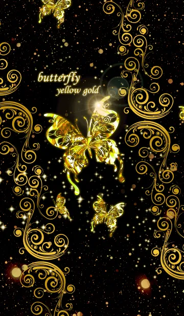 [LINE着せ替え] butterfly yellow goldの画像1