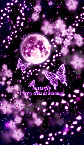 [LINE着せ替え] butterfly cherry trees at eveningの画像1