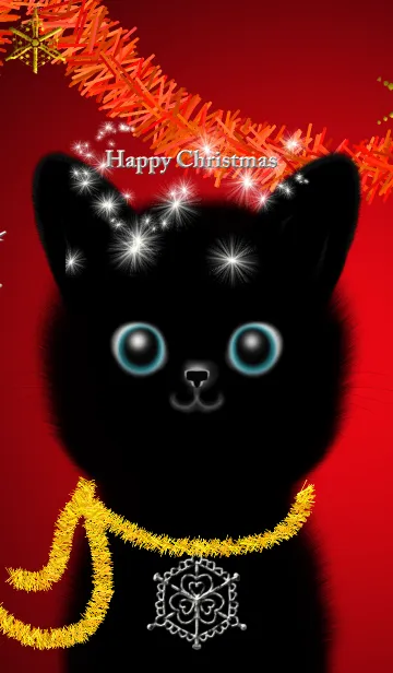 [LINE着せ替え] Happy Christmas！ 黒猫とlovelyクリスマスの画像1