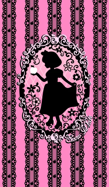 [LINE着せ替え] ❤シルエット・白雪姫 ピンク×ブラックの画像1