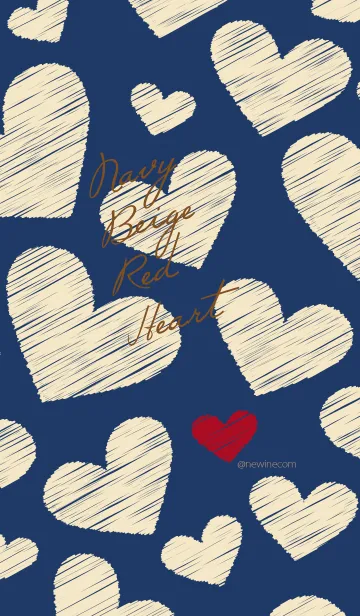 [LINE着せ替え] ネイビー ベージュ レッドハートの画像1