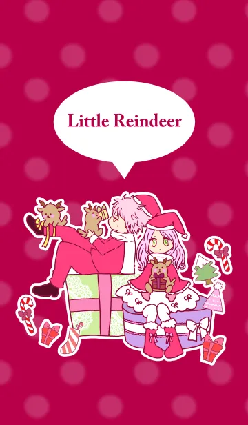 [LINE着せ替え] ミニトナカイとプレゼントの画像1