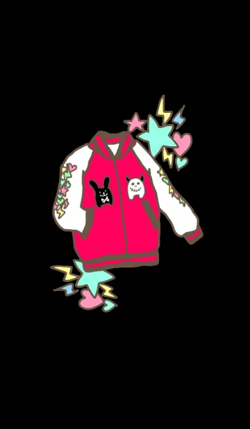 [LINE着せ替え] ロックなウサギとドクロちゃんのスカジャンの画像1