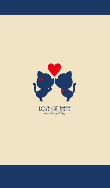 [LINE着せ替え] LOVE CAT Navy+Beige.の画像1