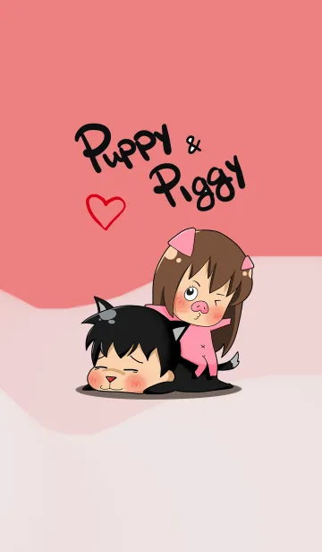 [LINE着せ替え] Puppy ＆ Piggy Love Storyの画像1