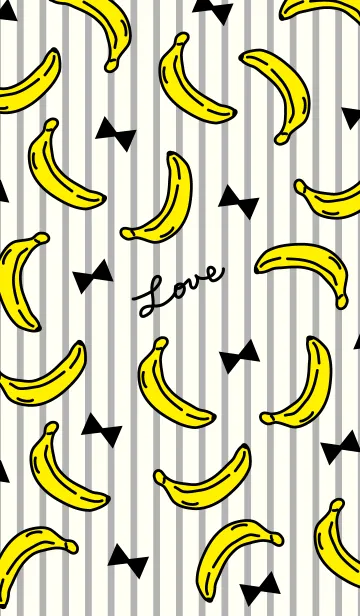 [LINE着せ替え] バナナ-グレーストライプ-の画像1