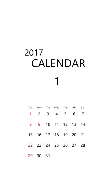 [LINE着せ替え] 2017年1月 カレンダーの画像1