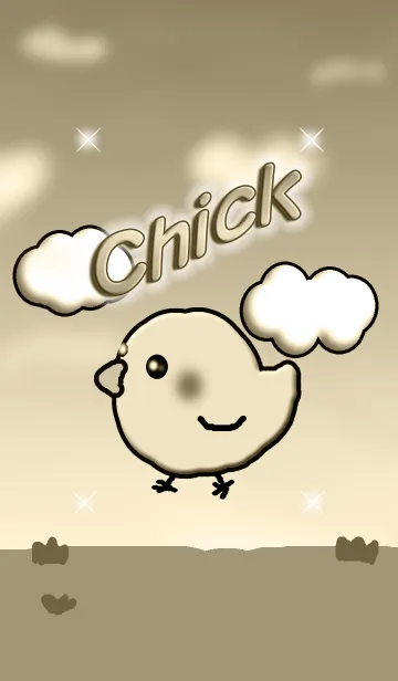 [LINE着せ替え] ハッピーひよこ(セピア調)の画像1