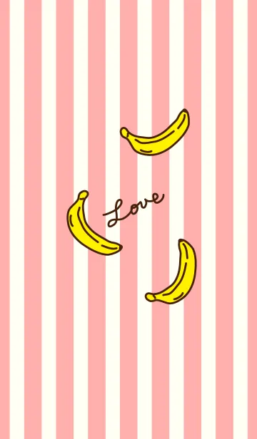 [LINE着せ替え] バナナ-ピンクストライプ-の画像1