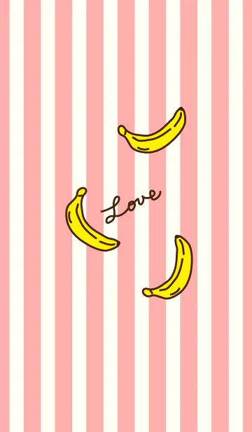 バナナ-ピンクストライプ-のLINE着せ替え