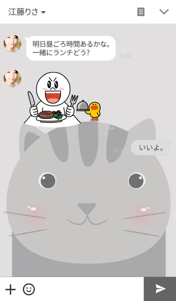 [LINE着せ替え] Simple gray cat themeの画像3