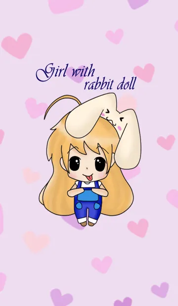 [LINE着せ替え] Girl with rabbit dollの画像1