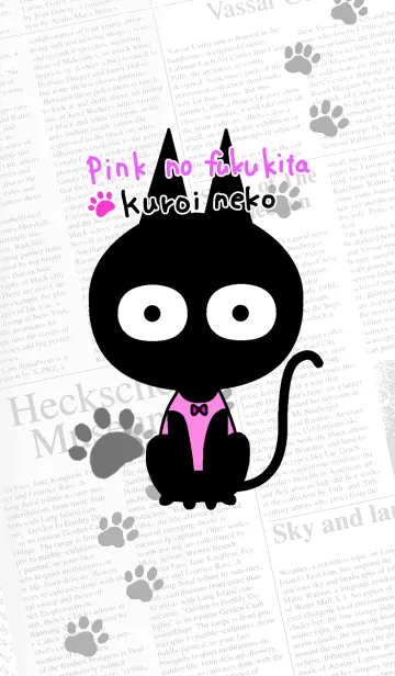 [LINE着せ替え] ピンクの服着た黒いネコの画像1