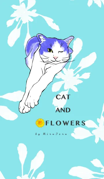 [LINE着せ替え] Cat and Flowers by Miru Teruの画像1