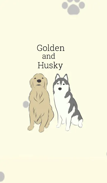[LINE着せ替え] ゴールデンとハスキーの画像1