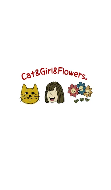 [LINE着せ替え] Cat＆Girl＆Flowers.の画像1