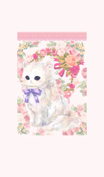 [LINE着せ替え] かわいい猫とお花の着せ替えの画像1