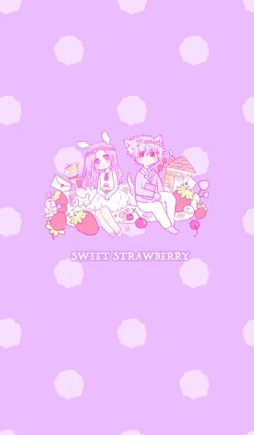 [LINE着せ替え] 恋するうさぎ-SWEET STRAWBERRY-の画像1