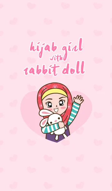 [LINE着せ替え] Hijab Girl with Rabbit Doll.の画像1