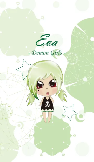 [LINE着せ替え] Demon Girls - Cute Eva (green)の画像1