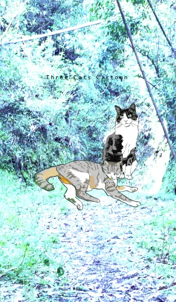 [LINE着せ替え] Three Cats Cartoonの画像1