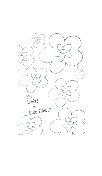 [LINE着せ替え] 白×青い花の画像1