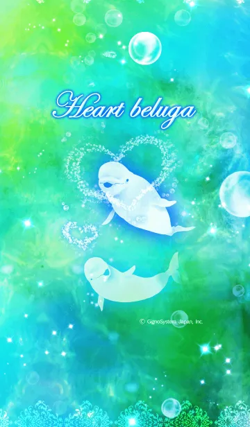 [LINE着せ替え] Heart beluga ～ハートの泡と白イルカ～の画像1