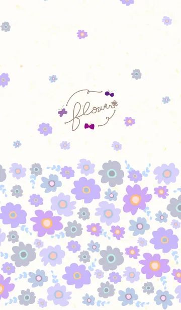 [LINE着せ替え] 蝶の舞うお花-紫-の画像1